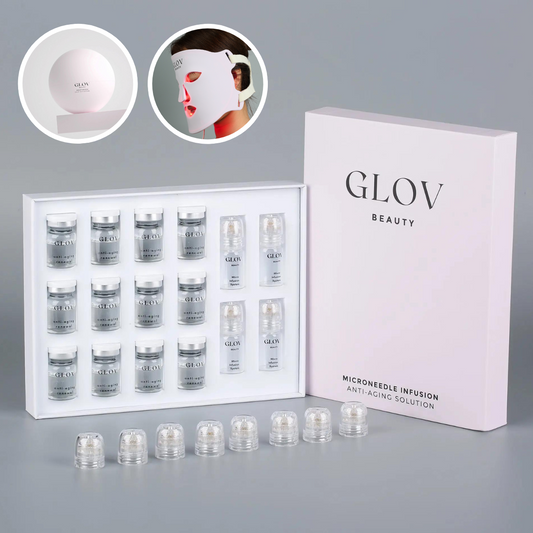 4 Glov Micro Infusion System + 12 Serums + 8 Needles + Glov LED Face Mask + Glov Moisturizer Deep Hydration - Glov Beauty