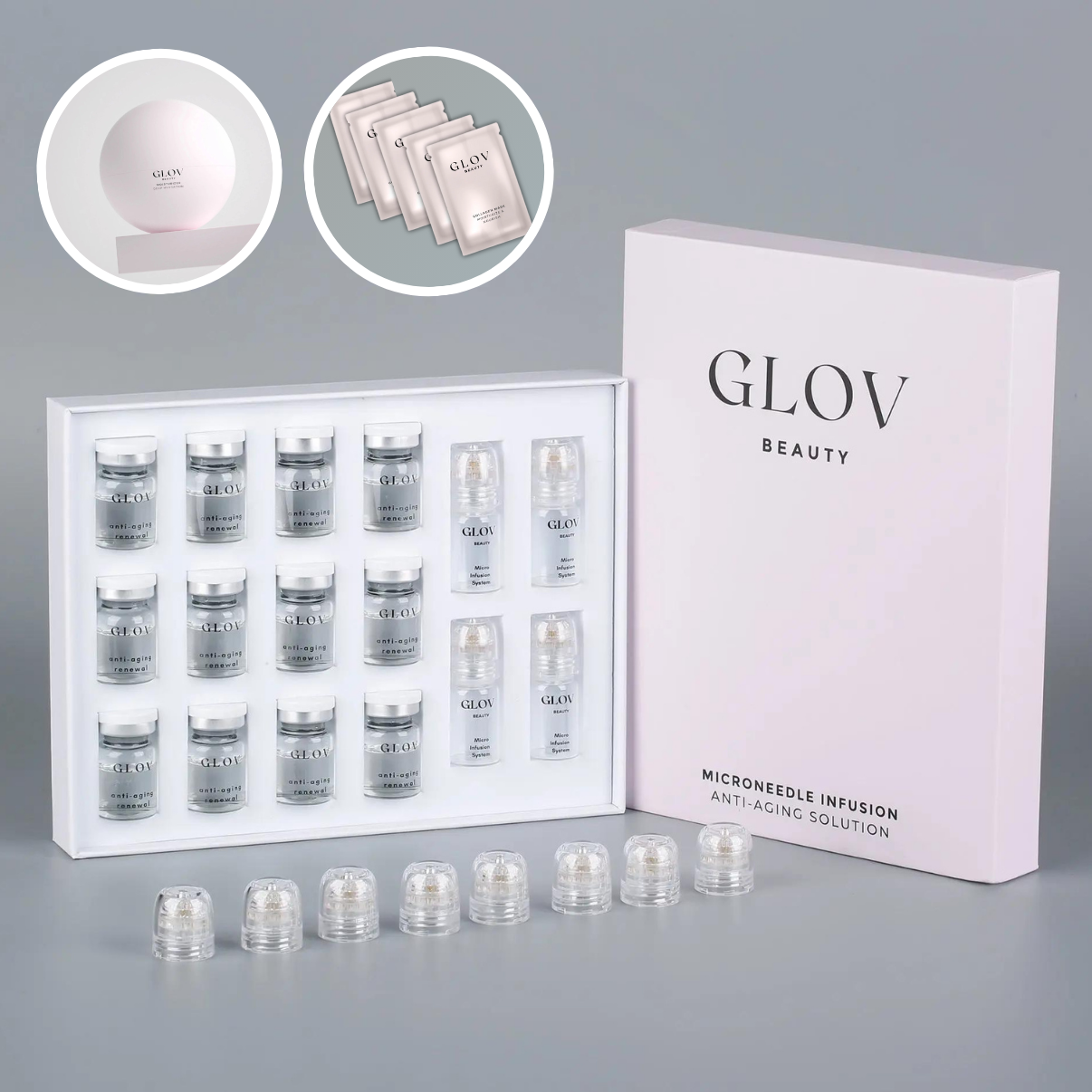 4 Glov Micro Infusion System Bundle + 12 Serums + 8 Needles + Glov Moisturizer Deep Hydration + 5 Glov Collagen Masks - Glov Beauty